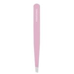 Slant Tweezers – Precision Slant-Tip Pink Eyebrow Tweezer Stainless Steel Facial Hair Plucking for Men and Women