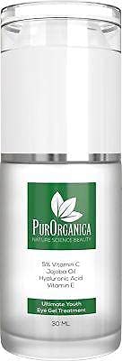 PurOrganica Eye Cream - Limited Edition - for Dark Circles, Puffiness, Eye Bags and Wrinkles – Double Sized 30ML - Organic Anti Ageing Cream with