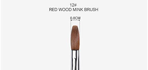 Alexnailart Kolinsky Sable Nail Brush Acrylic Brush for Acrylic Powder Nail Art Pen with Red Wooden Handle Manicure Design 12#