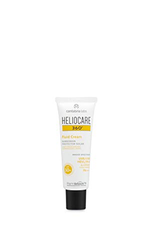 Heliocare 360 Fluid Cream SPF50+ 50ml / Sun Cream For Face/Daily UVA, UVB Visible light and infrared-A Anti-Ageing Sunscreen Protection/Dry and N