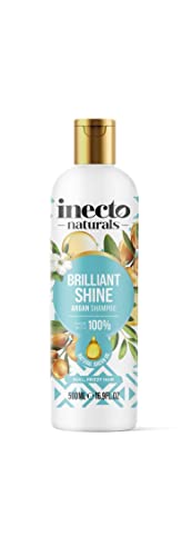 Inecto Natural Argan Shine Shampoo 500ml, Rich & Nourishing Pure Argan Oil for Beautiful Healthy Shine, for Dull Damaged Hair