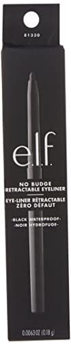 e.l.f. No Budge Retractable Eyeliner, Creamy & Ultra-Pigmented, Waterproof, Creates Bold & Defined Lines, Black, 0.006 Oz (0.18g)