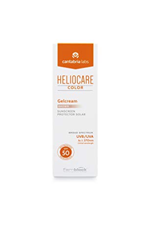 Heliocare Colour Gelcream Brown SPF 50 50ml / Sun Cream For Face / Daily UVA and UVB Anti-Ageing Sunscreen Protection / Combination, Dry, Oily an