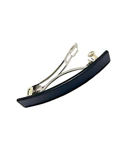 2pcs Large Rectangular French Design Hair Barrette Clip Pins Grips Smooth Elegant Womens Girls Hair Clips Slides Accessories Length 8CM (2pcs Bla