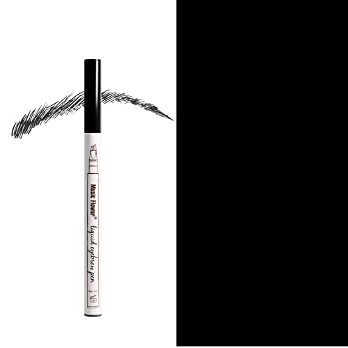 Music Flower Eyebrow Pencil, Chestnut Brow Pencil, Waterproof Brow Pen with 4 Micro-Fork Tip, Smudgeproof Fine Sketch Long Lasting Pen