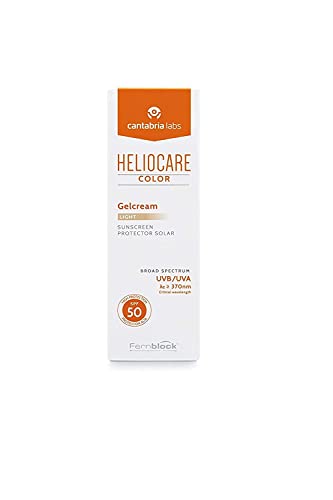 Heliocare Gelcream Colour Light SPF 50 50ml / Sun Cream For Face / Daily UVA UVB Anti-Ageing Sunscreen Protection / Suits All Skin Types / Natura