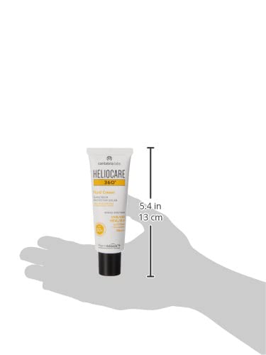Heliocare 360 Fluid Cream SPF50+ 50ml / Sun Cream For Face/Daily UVA, UVB Visible light and infrared-A Anti-Ageing Sunscreen Protection/Dry and N