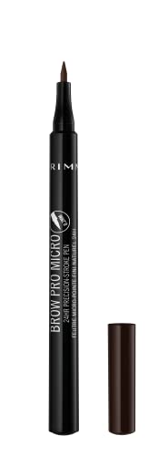 Rimmel London Brow Pro Micro 24HR Precision-Stroke Pen, Microfilling Felt Tip, Soft Brown, 1 ml