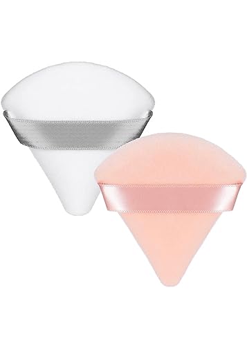 Premium Powder Puff Set Of 2, Makeup Sponge, Triangle Powder Puff Is Soft On Your Skin, Powder Puff Face Triangle Sleek Design And Finger Strap M