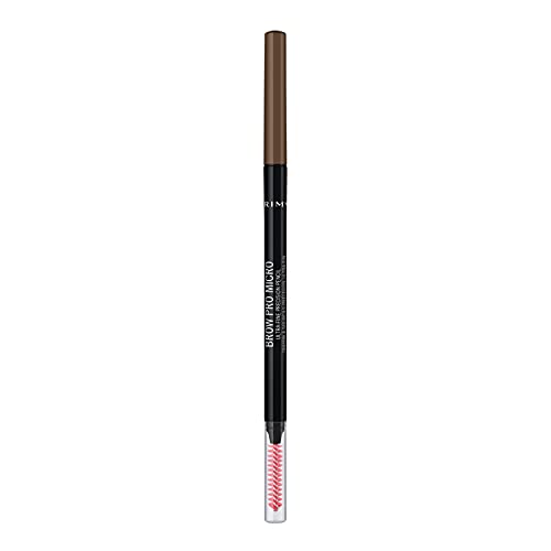 Rimmel London Brow Pro Micro Ultra-Fine Precision Pencil & Brush, Natural-looking Defined Brows, Soft Brown, 0.03 g