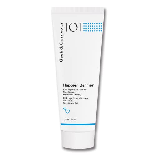 Geek & Gorgeous Happier Barrier - nourishing & lightweight moisturiser with squalene, skin-identical lipids + green tea - all skin types, 50ml
