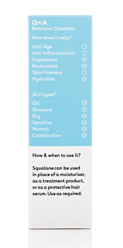 Q+A Squalane Facial Oil. A super hydrating, vegan facial oil derived from olive oil. 30ml/1fl.oz