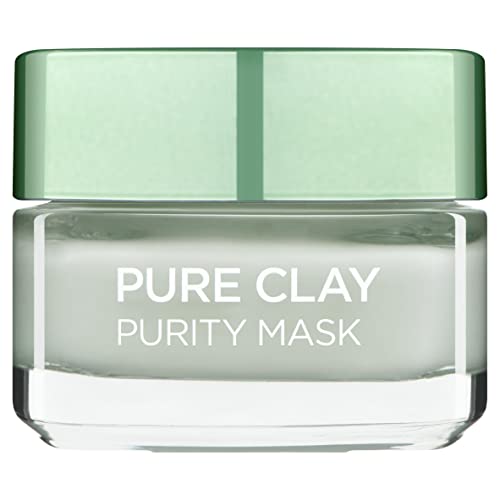 L'Oreal Paris Pure Clay Black Charcoal Detox Face Mask, Deep Cleansing Skin Care for All Skin Types 50 ml