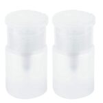 MFUOE 2 Pieces Nail Polish Remover Pump Dispensers 60ml Push Down Cleanser Bottle Empty Liquid Container for Makeup Remover Nail Art (White)