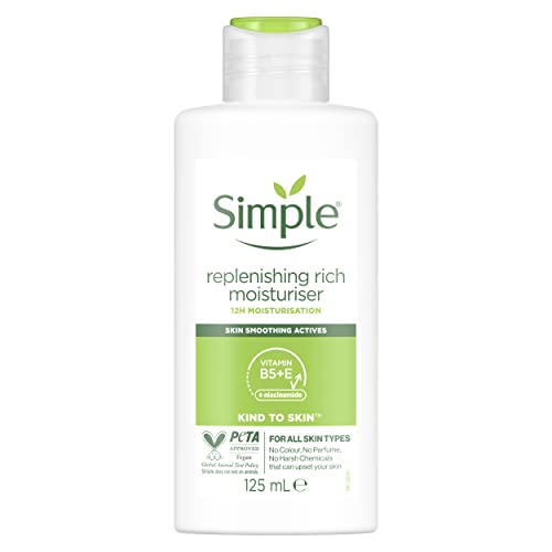 Simple Kind To Skin Replenishing Uk’S #1 Facial Skin Care Brand* Rich Moisturiser For 12-Hour Moisturisation 125 Ml