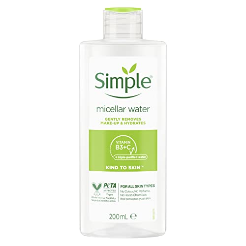 Simple Kind to Skin Cleansing Water Micellar pack of 6 leaves skin hydrated and free of residue facial cleanser and make-up remover 200 ml