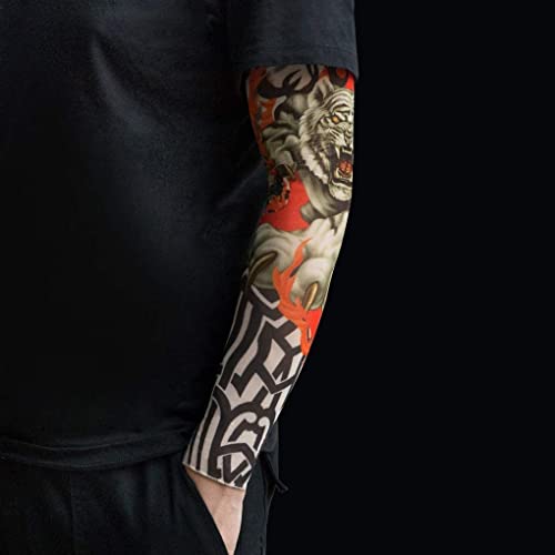 NINVVS 8 fake temporary tattoo arm sets, outdoor sunscreen elastic hand sleeves, neutral cool and handsome tattoos, fashionable body art decorati