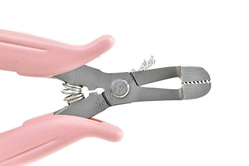 Profesional Hair Extension Pliers for Removing Micro Rings and Crushing Fusion Bond - Anti-rust Stainless Steel with Non-slip Grip - Pink - 6''