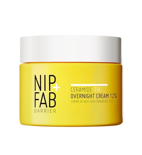 Nip+Fab Ceramide Fix Overnight Cream 12% 50 ml, Luxurious Skin Barrier Replenisher, Elastin Production Support, Giving Your Skin a Firmer, More Y