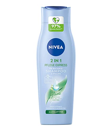 Nivea 2-in-1 Care Express Mild Shampoo and Conditioner (250 ml), Intensive Nourishing Shampoo with Aloe Vera, Hair Shampoo for Care in No Time at