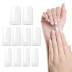 Fake Nails Tips - Natural Colour - 10 Sizes Pack of 500 – Half Cover Acrylic Nails for Women & Girls - Smooth and Lightweight Oval False Nails Se