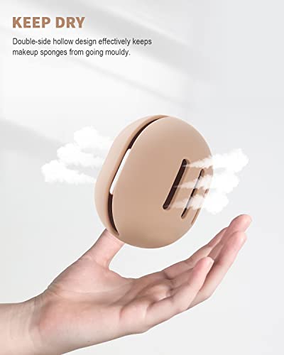 CORNERIA Integrated Makeup Sponge Travel Case, Silcone Washable Reusable Makeup Sponge Holder, Blender Holder Beauty Makeup Sponge Protective Car