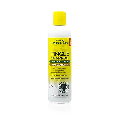 Jamaican Mango & Lime Tingle Shampoo 237ml (Pack of 1) - Gently cleanse and nourish natural hair. Tea Tree extracts. Manuka Honey and Moringa See