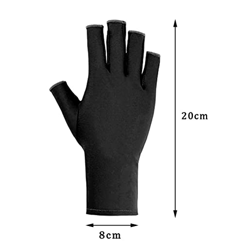 Pimoys Manicure Gloves, Gloves for Nail Lamp Light UV Protection Gloves Fingerless Gloves for Gel Nail Lamp Black