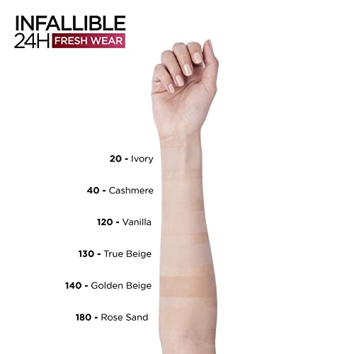 L'Oréal Paris Infallible 24H Fresh Wear Foundation in a Powder, Full-coverage, Longwear, Weightless Smooth Finish, Water-proof and Transfer-proof