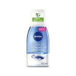 NIVEA Double Effect Waterproof Eye Make-Up Remover (125 ml), Daily Use Face Cleanser for Make-Up and Mascara with Cornflower Extract and Biotin