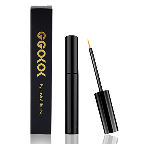 GGOKOK-Eyelash-Glue-Clear, Strip Lash Glue Super Hold Eye Lash Glue Latex-Free Waterproof Lash Adhensive for False Eyelashes Suitable for Sensiti