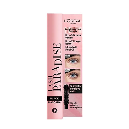 L'Oréal Paris Intense Volume Mascara, Volumising and Lengthening, Infused with Castor and Floral Oils to Condition Eyelashes, Suitable for Sensit
