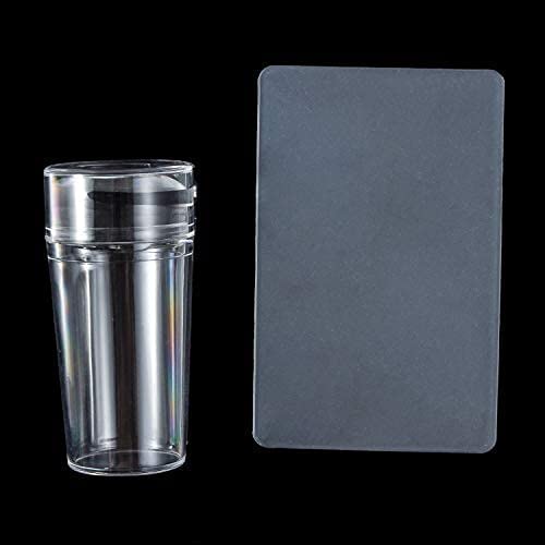 Cetornie One Piece Clear Silicone Jelly Stamper with Scraper Clear Nail Art Jelly Stamper Nail Art Stamping Stamper for Manicure Tools