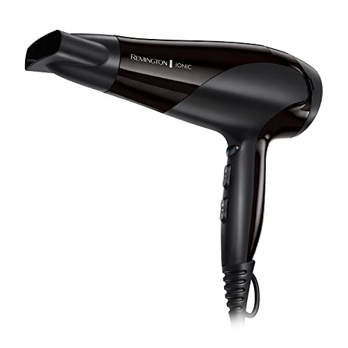 Remington D3198 Ionic Conditioning Hair Dryer for Frizz Free Styling with Diffuser and Concentrator Attachments, 2200 W - Black