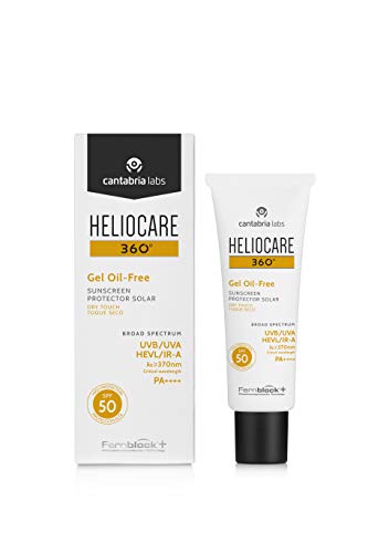 Heliocare 360 Oil-Free Gel SPF 50 50ml / Gel Sunscreen For Face/Daily UVA UVB Visible light Infrared-A Anti-Ageing Sun Protection/Combination Oil