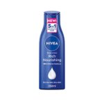 NIVEA Rich Nourishing Body Lotion (250ml), NIVEA Moisturiser for Dry Skin Made with Deep Moisture Serum, Natural Almond Oil, and Vitamin E, Smoot