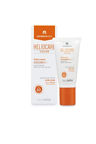 Heliocare Colour Gelcream Brown SPF 50 50ml / Sun Cream For Face / Daily UVA and UVB Anti-Ageing Sunscreen Protection / Combination, Dry, Oily an