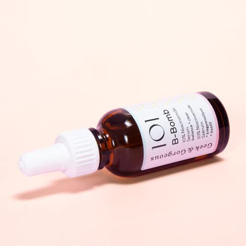 Geek & Gorgeous 101 B-Bomb - 10% Niacinamide Serum, Zinc PCA & Sarcosine, helps enlarged pores, oiliness and blemishes, combination skin, 30ml