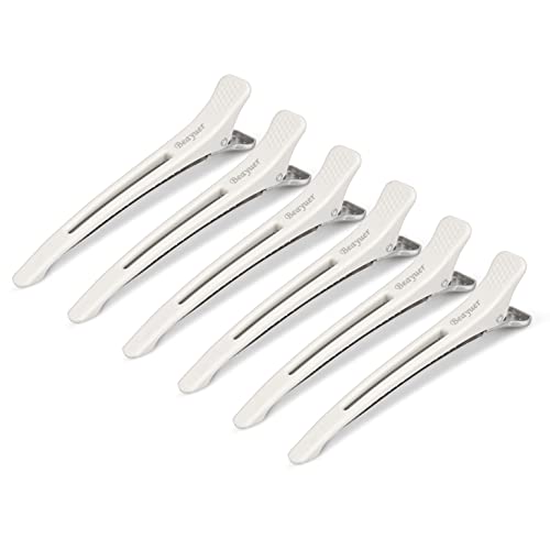 Beayuer Professional Salon Hair Clips 6 Pack Hair Clips for Styling and Sectioning Non Slip Hair Clips With Silicone Band No Trace Hair Clips for