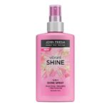 John Frieda Vibrant Shine 3-in-1 Shine Spray 150 ml, Weightless Glossing Spray with Heat Protection, Silicone-Free Detangling Spray for Mirror-Li