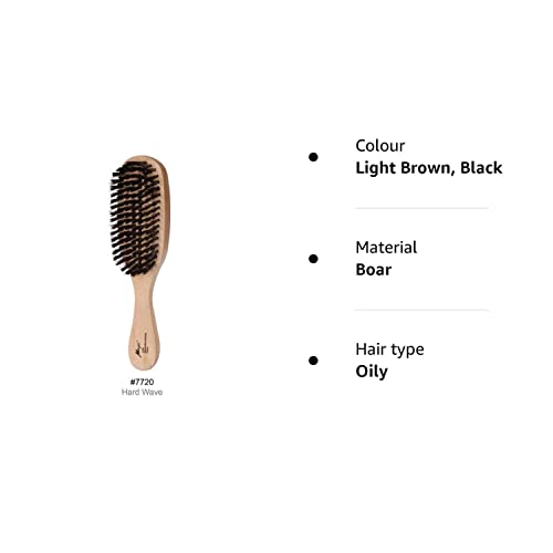 Magic Collection Hard Wave Brush Natural Boar Bristle Satin Finish Natural Wood Handle # 7720