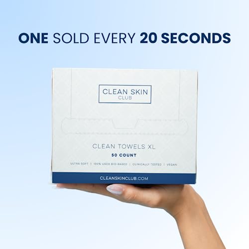 Clean Skin Club Clean Towels, 100% USDA Biobased Dermatologist Approved Face Towel, Disposable Clinically Tested Face Towelette, Facial Washcloth