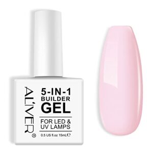 ZODENIS Builder Gel, 5 In 1 Pink Builder Gel Base Gel Strengthener Gel 15ml, UV Gel Polish Base Coat For Hard Strong Nails Tips & Extensions, Fre