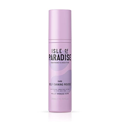 Isle of Paradise Self Tan Mousse, Dark (200 ml) Self Tanning Foam, Natural Ingredients & Vegan (packaging may vary)