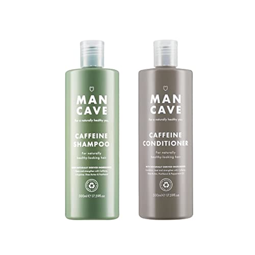ManCave Caffeine Shampoo 500ml for Men, Support and Encourage Healthy Hair Growth with Caffeine, Panthenol and Vitamin E, Natural Formulation, Su
