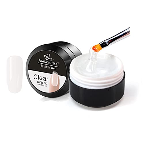 Clear Builder Nail Gel, Builder Gel for Nails Nail Extension Gel UV/LED Nail Base Building Gel for Nail Repair Extension & Modeling Strengthening