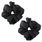 ILamourCar Black Scrunchies for Hair, Large Hair Scrunchies, Elastic Soft Hair Ties Scrunchy Hair Bands Ponytail Women Girls Lady Children (2xBla