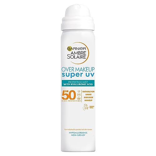Garnier Ambre Solaire Sun Protection Over Makeup, Non-Greasy + Lightweight, With Hyaluronic Acid, Protection Mist SPF50, Super UV, 75ml
