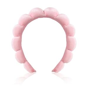 Ycfish Puffy Makeup Headband Spa Headbands for Women Sponge & Terry Towel Cloth Fabric Cute Skincare Headband for Face Washing, Makeup Removal, S