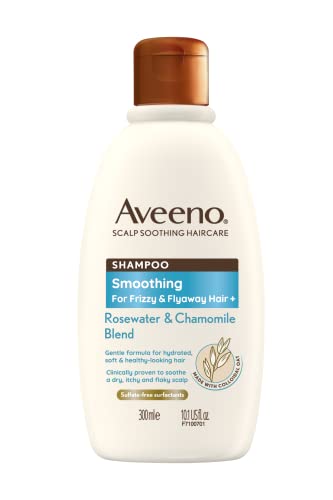 Aveeno Smoothing Rosewater and Chamomile Scalp Soothing Shampoo for Frizzy Hair 300ml